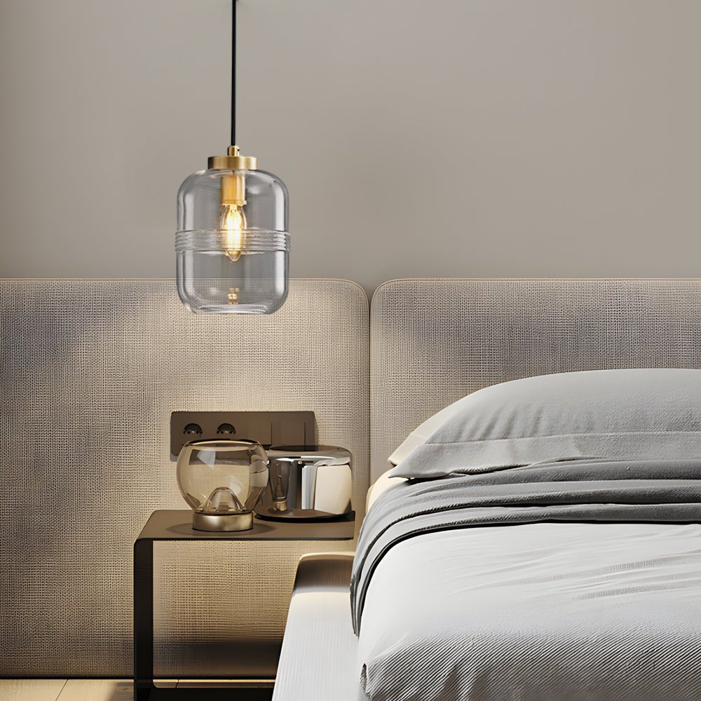 Threaded Glass Pendant Light with Three Step Dimming - Copper