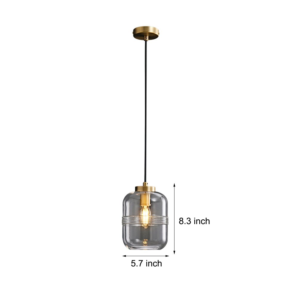 Threaded Glass Pendant Light with Three Step Dimming - Copper
