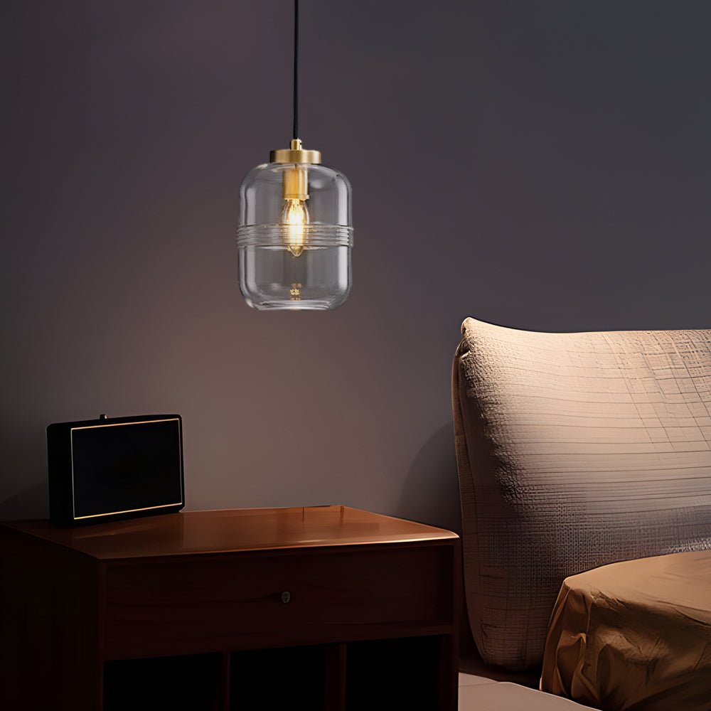 Threaded Glass Pendant Light with Three Step Dimming - Copper