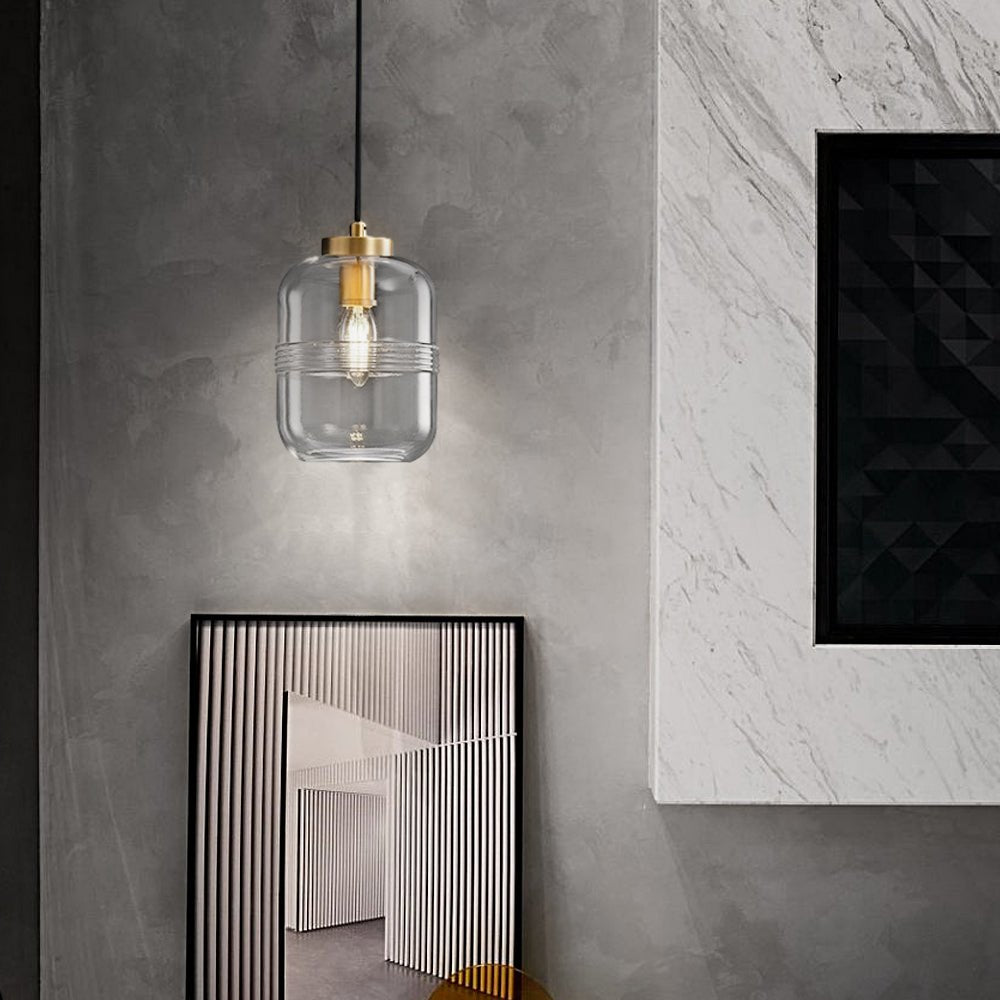 Threaded Glass Pendant Light with Three Step Dimming - Copper