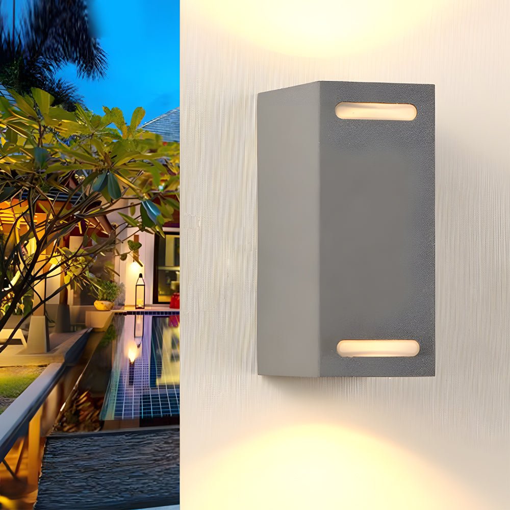 Modern Square Aluminum Outdoor Wall Light - Up Down LED Waterproof