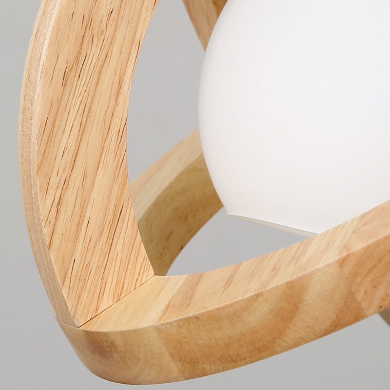 Wood Glass LED Pendant Light - Wabi-Sabi Japanese Style Adjustable