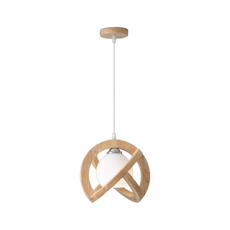 Wood Glass LED Pendant Light - Wabi-Sabi Japanese Style Adjustable