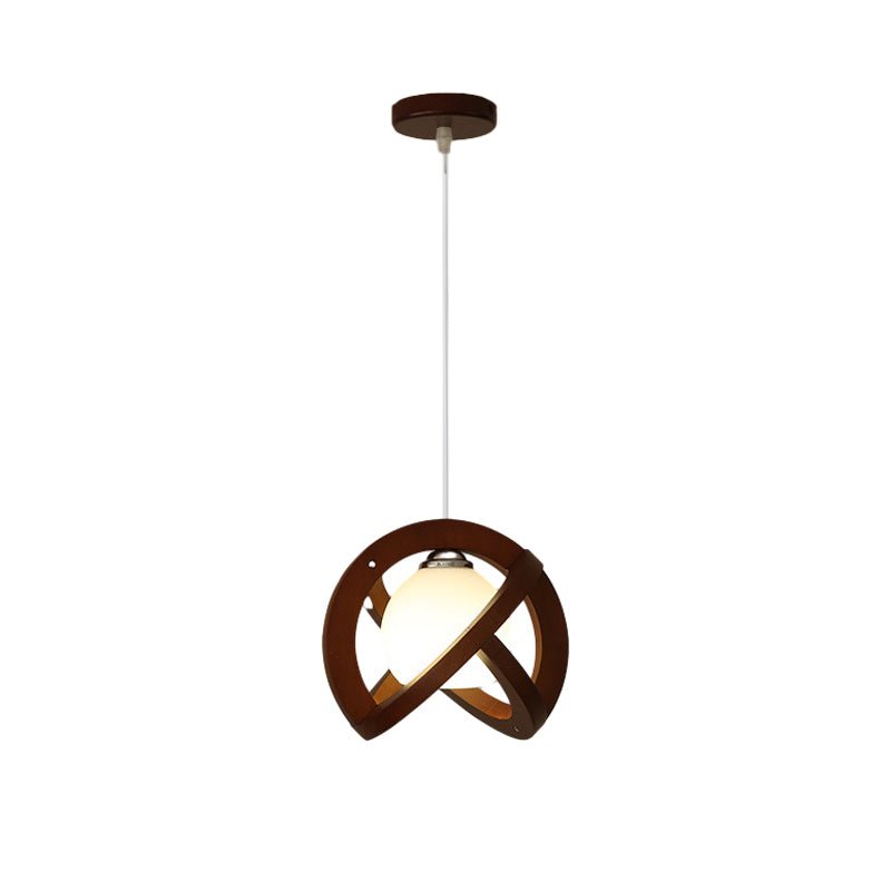 Wood Glass LED Pendant Light - Wabi-Sabi Japanese Style Adjustable