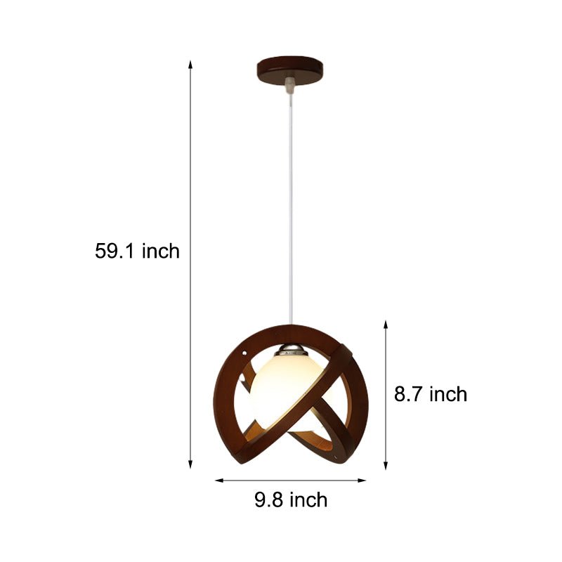 Wood Glass LED Pendant Light - Wabi-Sabi Japanese Style Adjustable