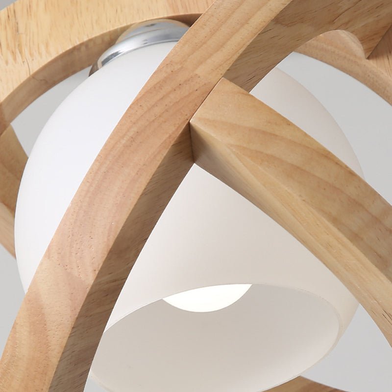 Wood Glass LED Pendant Light - Wabi-Sabi Japanese Style Adjustable