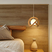 Wood Glass LED Pendant Light - Wabi-Sabi Japanese Style Adjustable