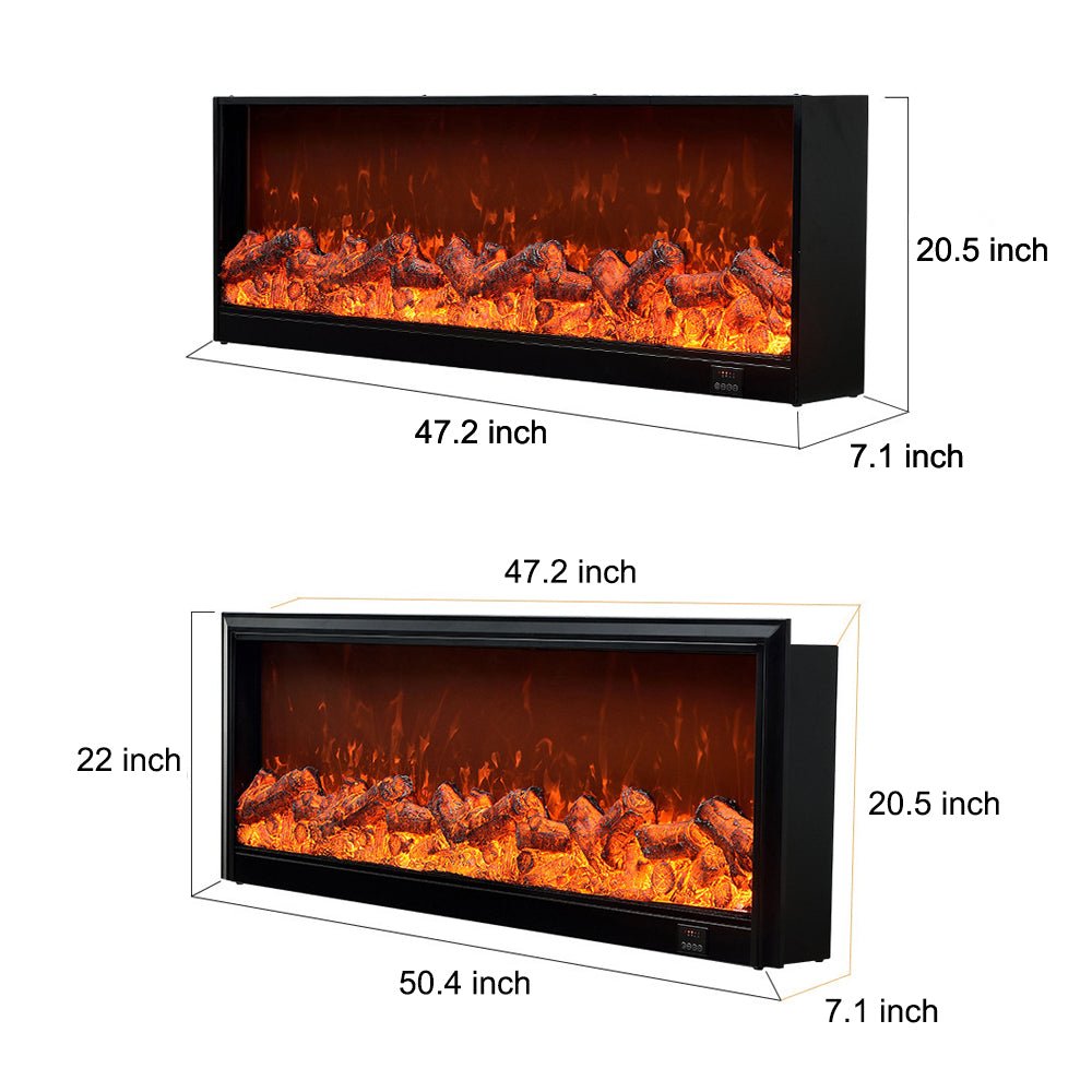 Recessed Electric Fireplace Light with Flame Effect & Heating