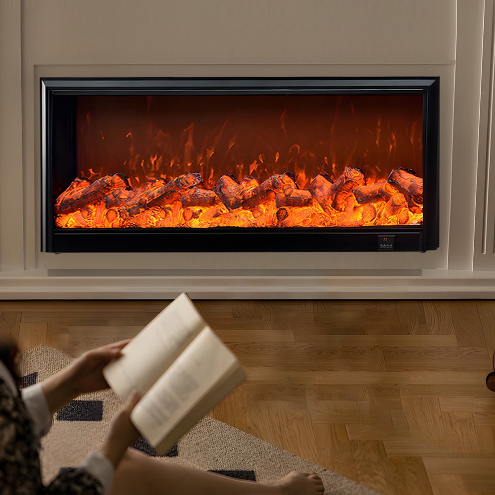 Recessed Electric Fireplace Light with Flame Effect & Heating