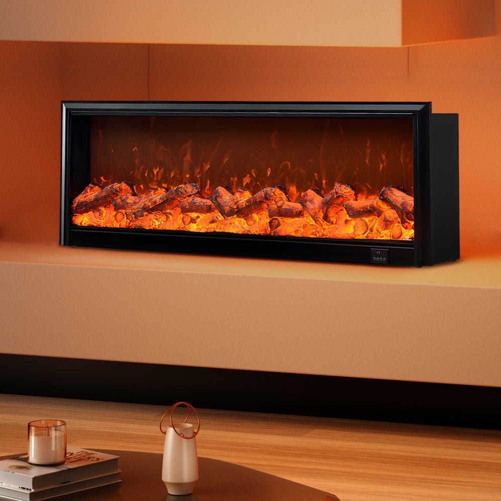 Recessed Electric Fireplace Light with Flame Effect & Heating