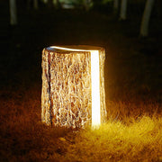 Tree Stump LED Outdoor Garden Light - Rustic Textured Resin Design
