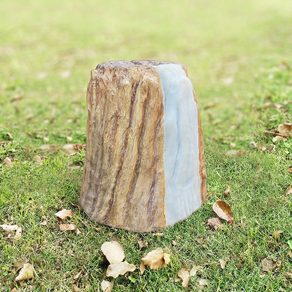 Tree Stump LED Outdoor Garden Light - Rustic Textured Resin Design