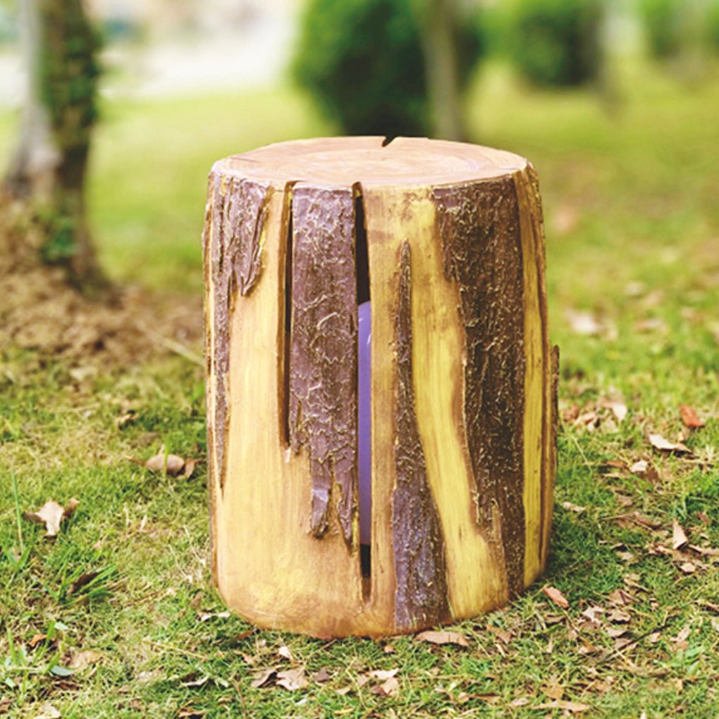 Tree Stump LED Outdoor Garden Light - Rustic Textured Resin Design