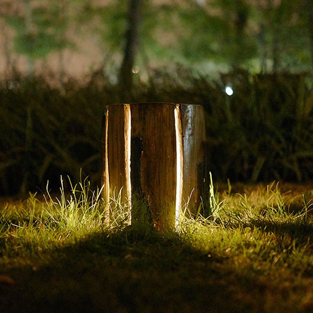 Tree Stump LED Outdoor Garden Light - Rustic Textured Resin Design