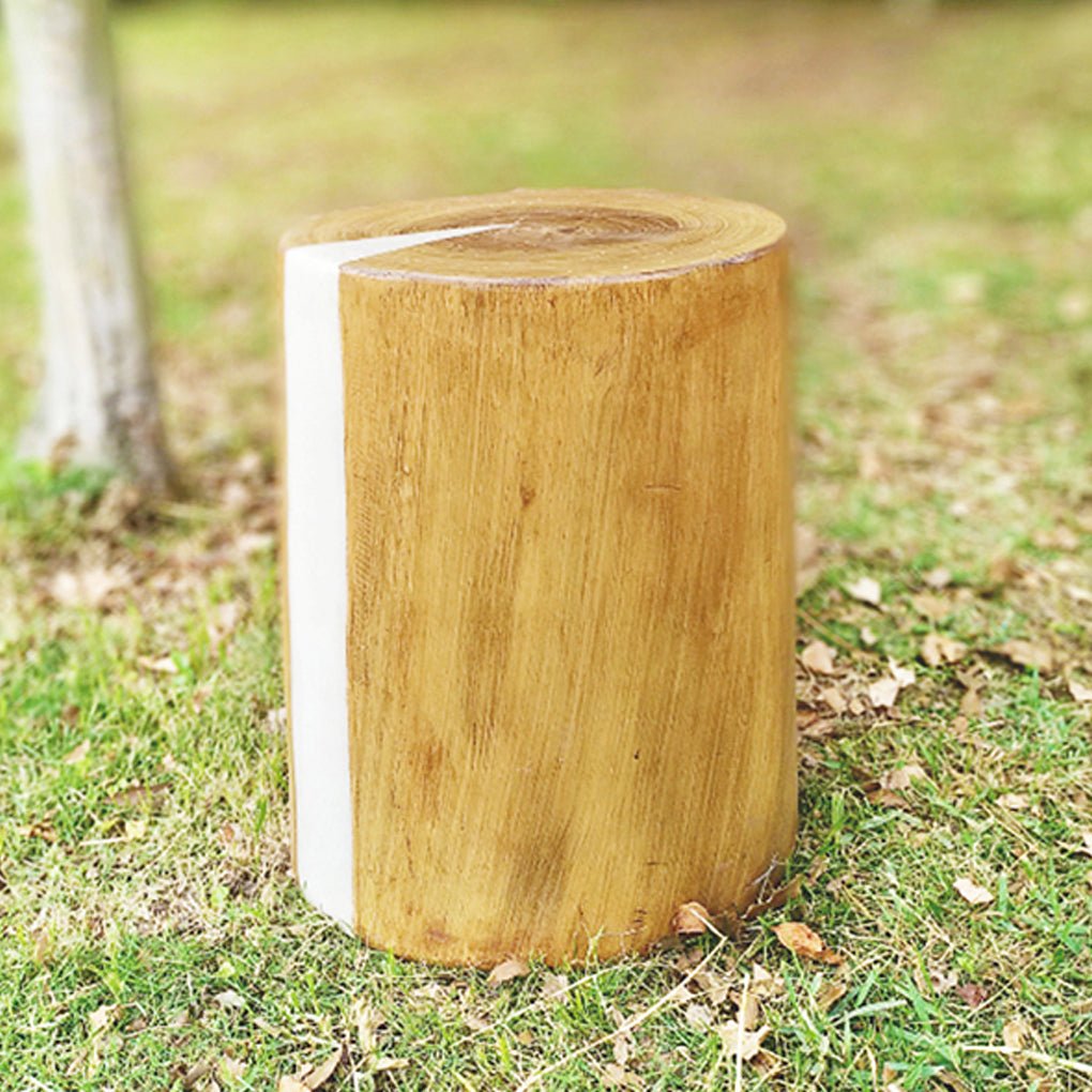 Tree Stump LED Outdoor Garden Light - Rustic Textured Resin Design