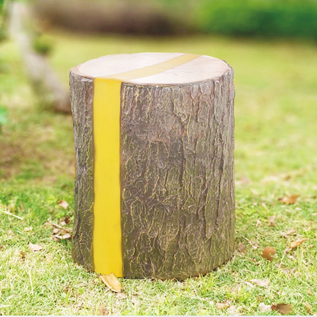 Tree Stump LED Outdoor Garden Light - Rustic Textured Resin Design