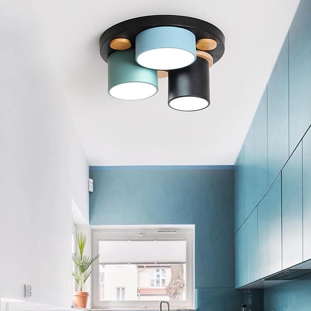 Modern Cylindrical Semi Flush Mount LED Ceiling Light - Metal & PVC