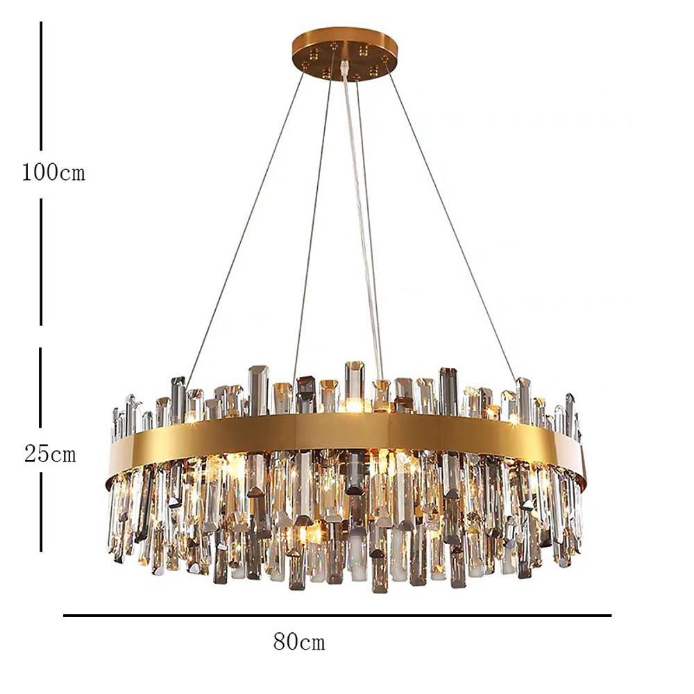 Modern Crystal Chandelier with Brass Finish - 8 to 16 Light