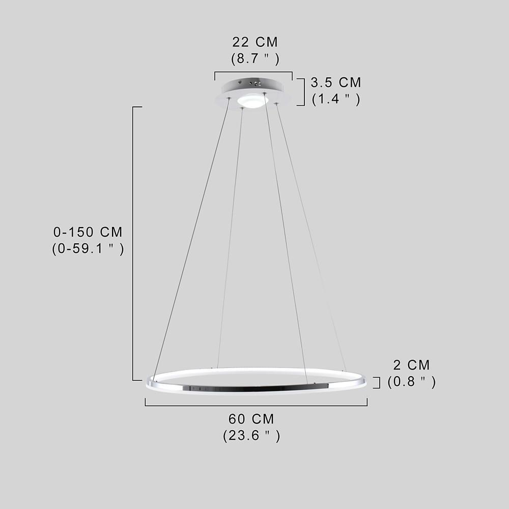 Modern LED Circular Pendant Light with Remote Control - Brushed Nickel