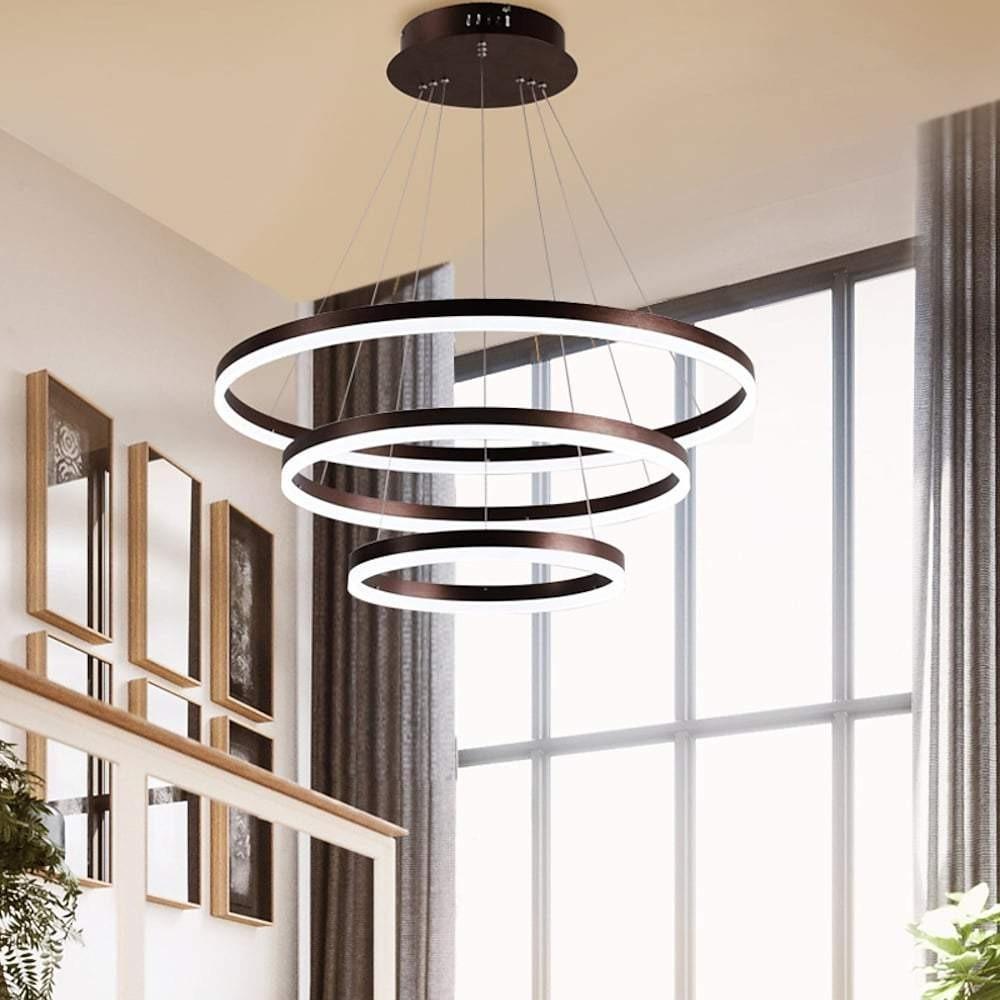 Modern 3-Ring Graduated Chandelier with Remote Control