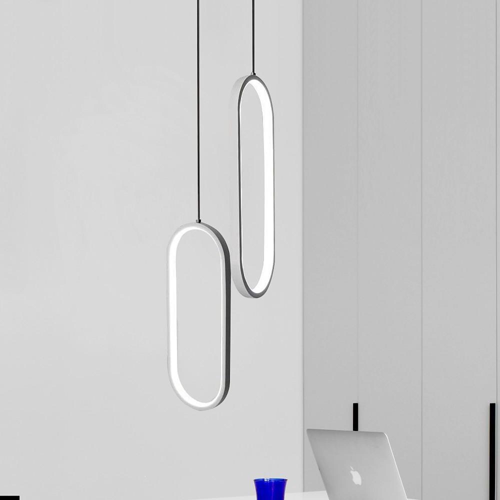 Rounded Rectangle LED Pendant Light Modern Aluminum Ceiling Fixture