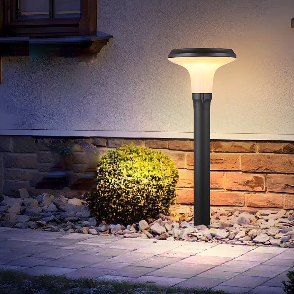 Modern Black Solar LED Lawn Light Geometric Aluminum Path Lighting