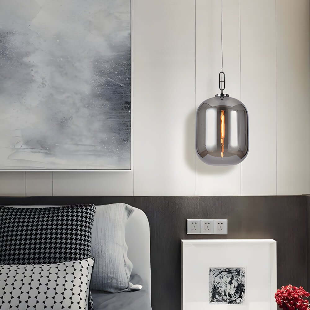 Modern Industrial Glass Can Pendant Light - Amber & Smoke Gray
