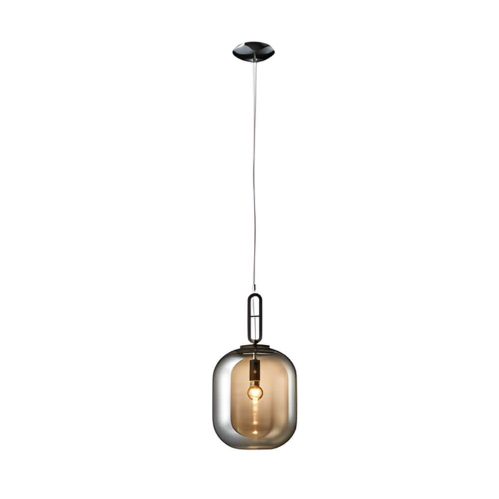 Modern Industrial Glass Can Pendant Light - Amber & Smoke Gray