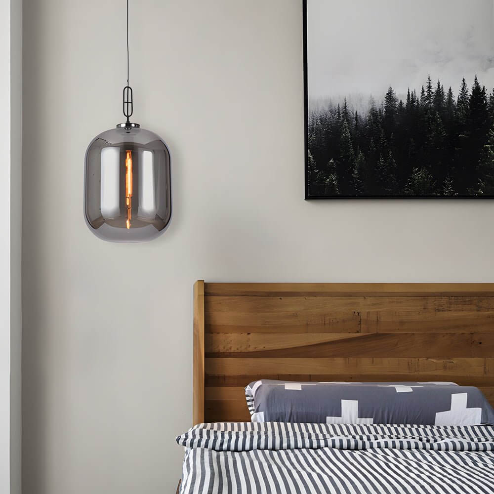 Modern Industrial Glass Can Pendant Light - Amber & Smoke Gray