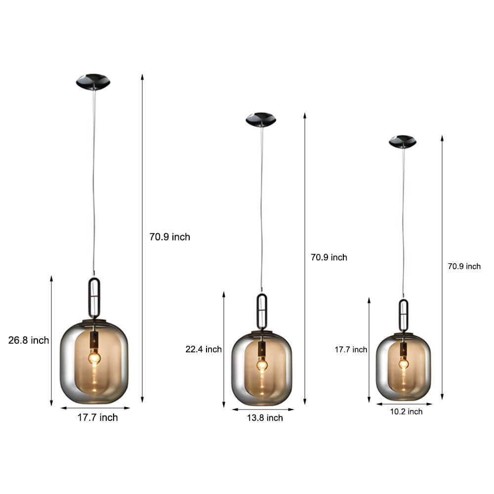 Modern Industrial Glass Can Pendant Light - Amber & Smoke Gray