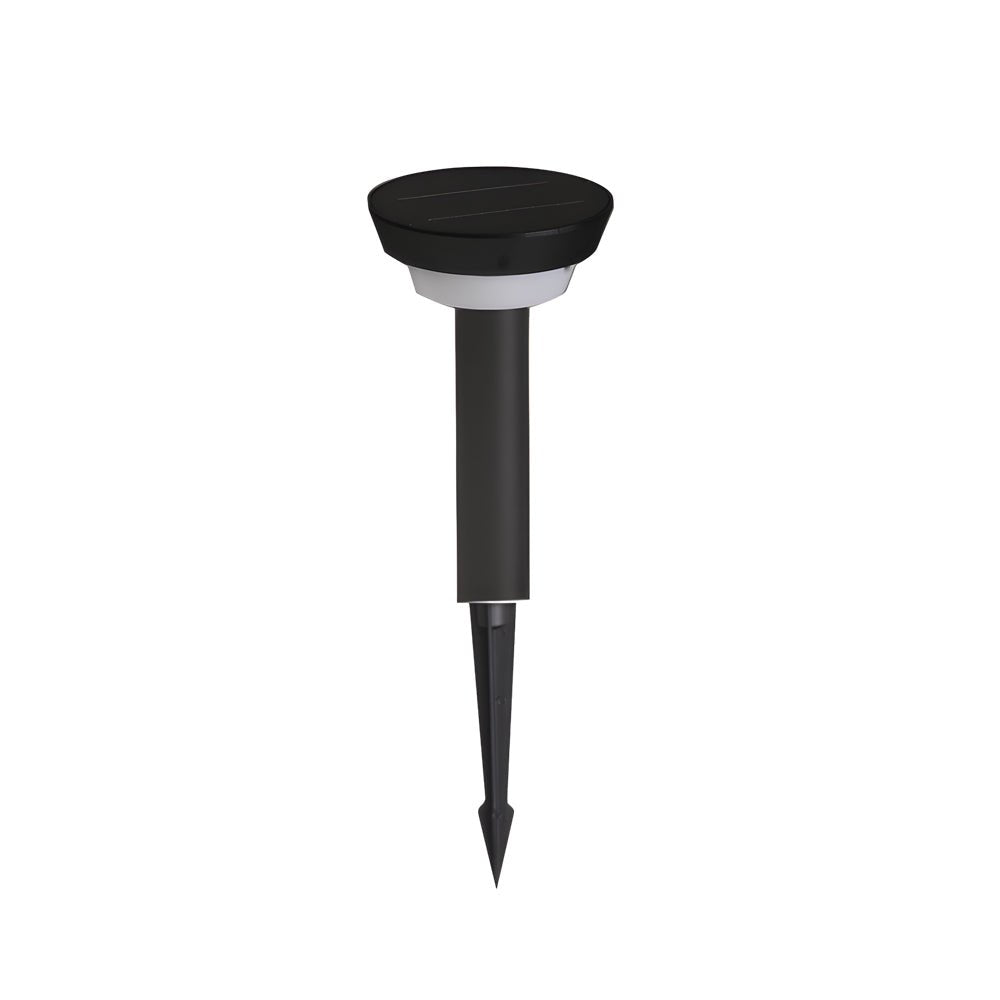 Modern Black Cylinder Solar LED Path Light with Spike & Base