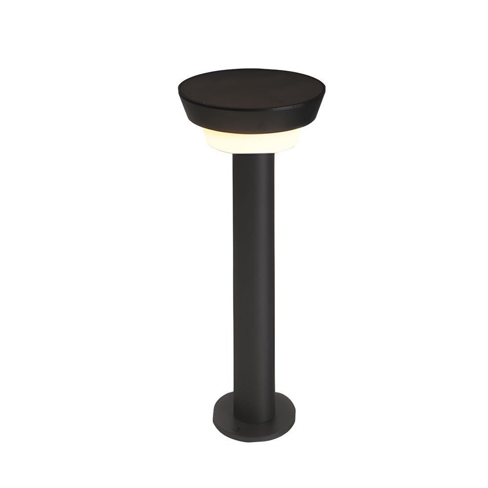 Modern Black Cylinder Solar LED Path Light with Spike & Base