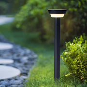 Modern Black Cylinder Solar LED Path Light with Spike & Base