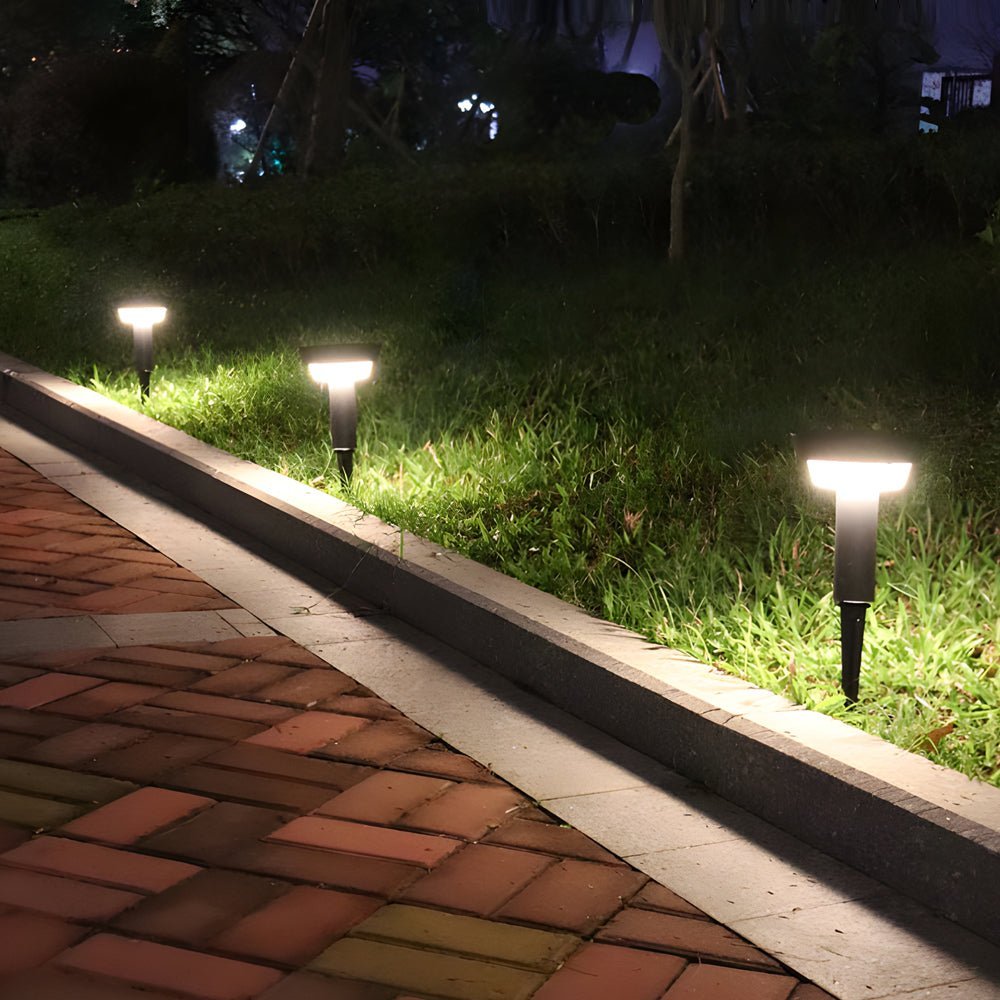 Modern Black Cylinder Solar LED Path Light with Spike & Base