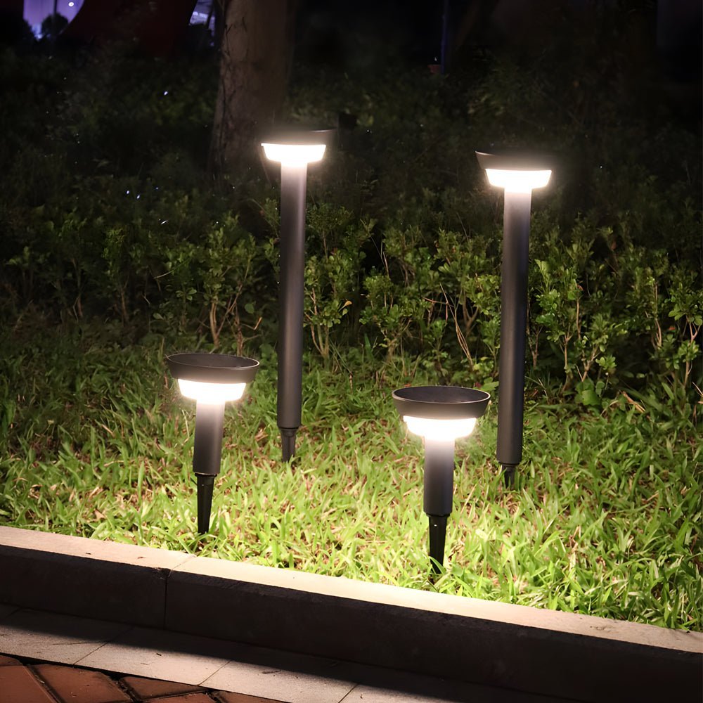 Modern Black Cylinder Solar LED Path Light with Spike & Base