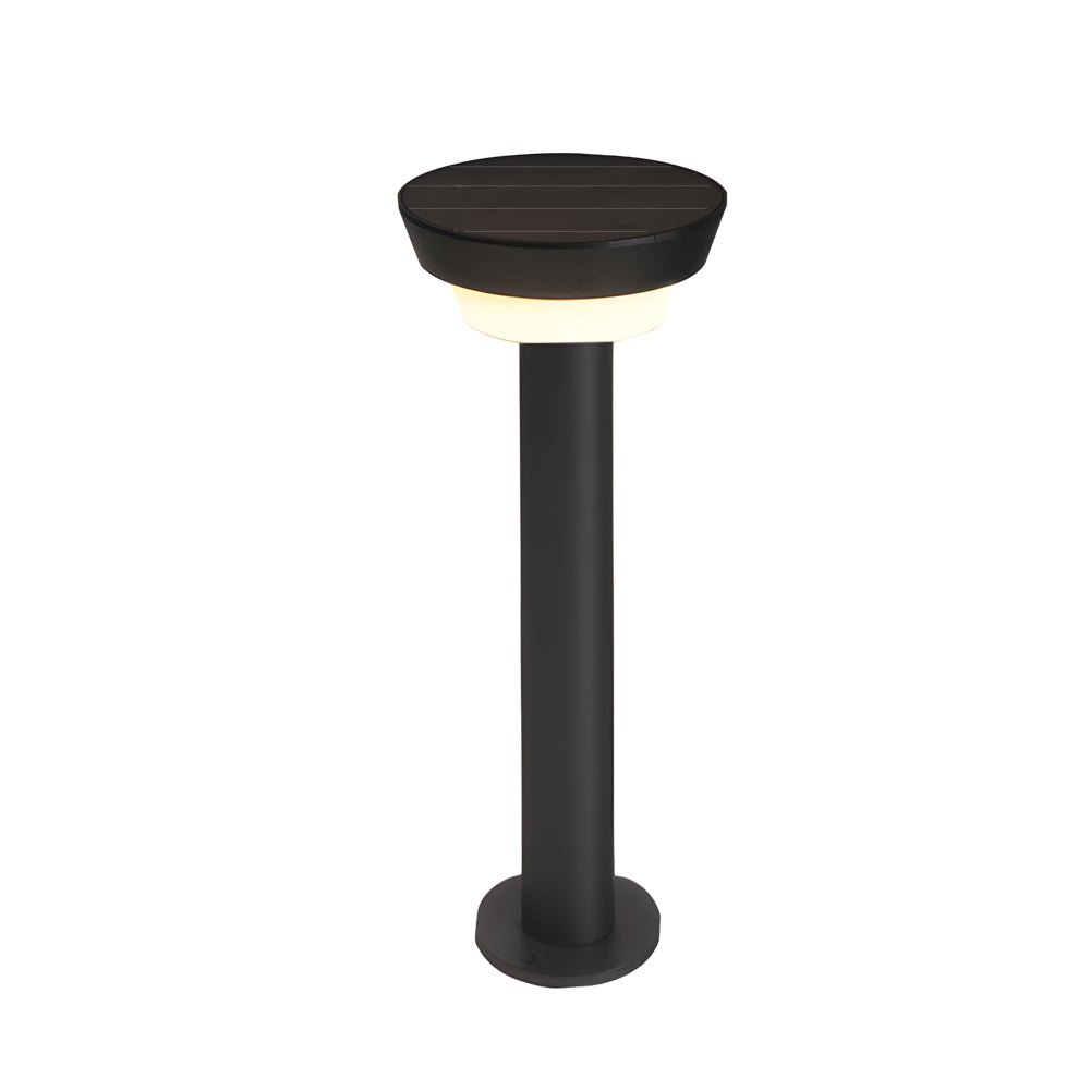 Modern Black Cylinder Solar LED Path Light with Spike & Base