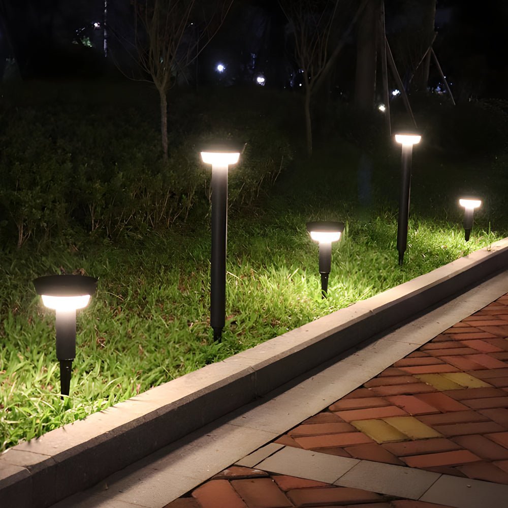 Modern Black Cylinder Solar LED Path Light with Spike & Base