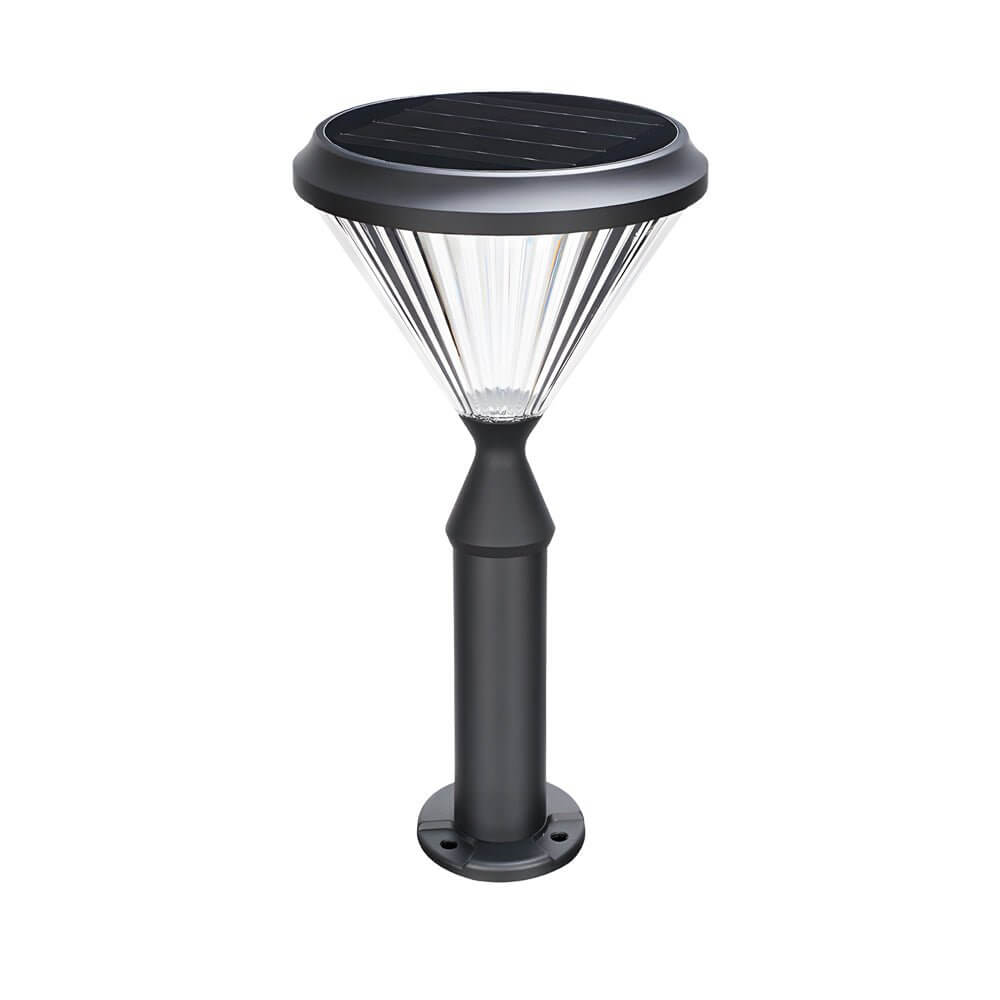 Modern Solar LED Outdoor Post Light - Black Aluminum Pole