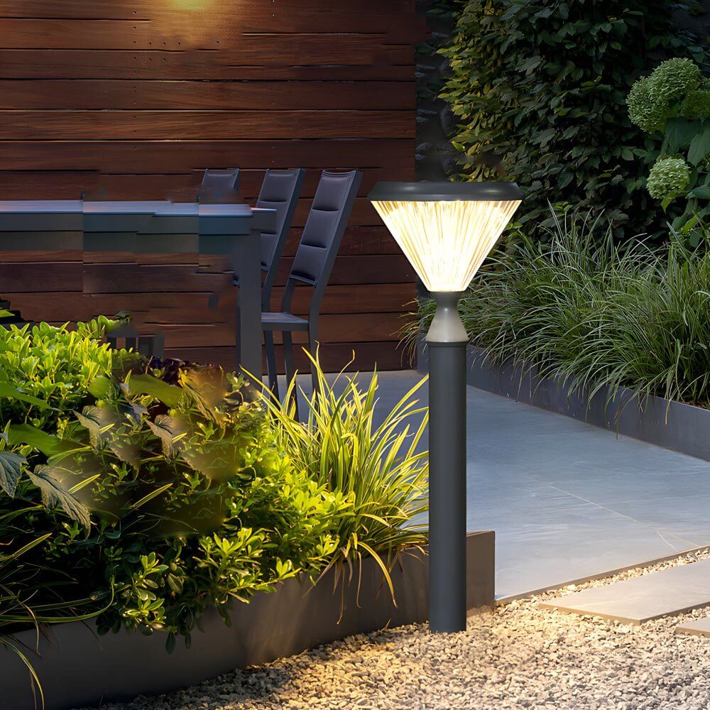 Modern Solar LED Outdoor Post Light - Black Aluminum Pole