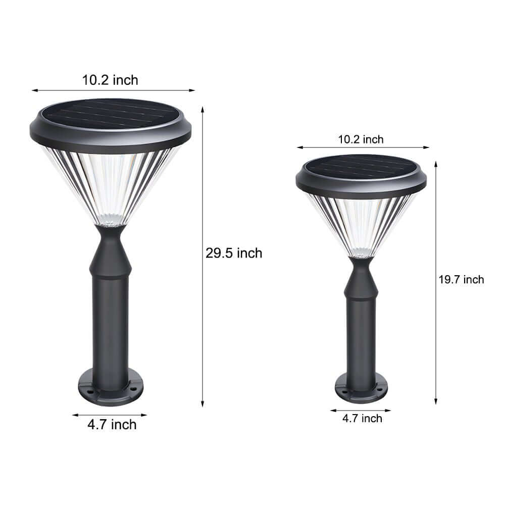 Modern Solar LED Outdoor Post Light - Black Aluminum Pole