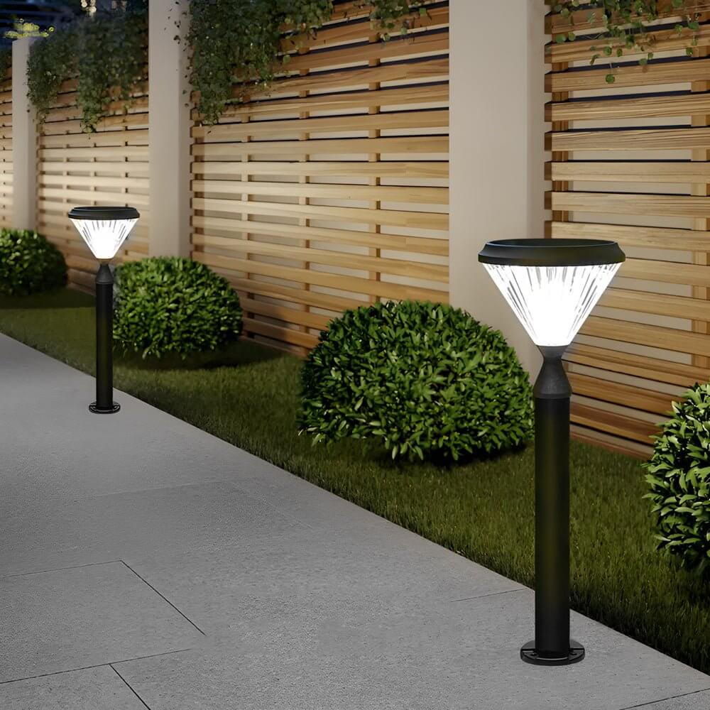 Modern Solar LED Outdoor Post Light - Black Aluminum Pole