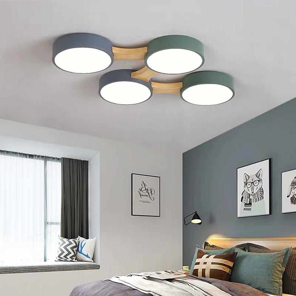 Modern Circular LED Flush Mount Ceiling Light - Wood & PVC