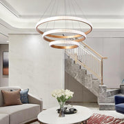 Adjustable 3-Ring LED Chandelier Gold Modern Aluminum Pendant