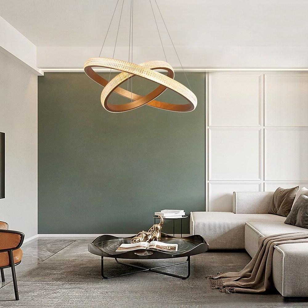 Modern Circle LED Chandelier Aluminum Acrylic Dining Room Light