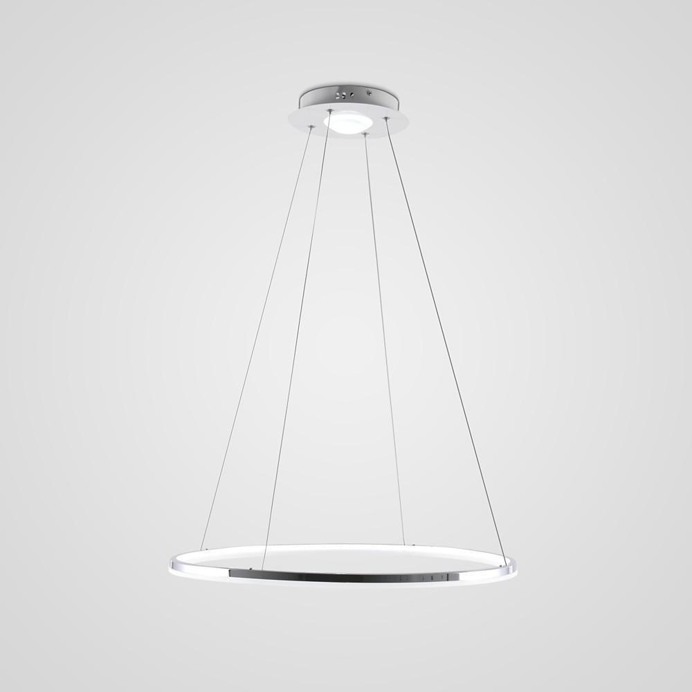 Modern LED Circular Pendant Light with Remote Control - Brushed Nickel