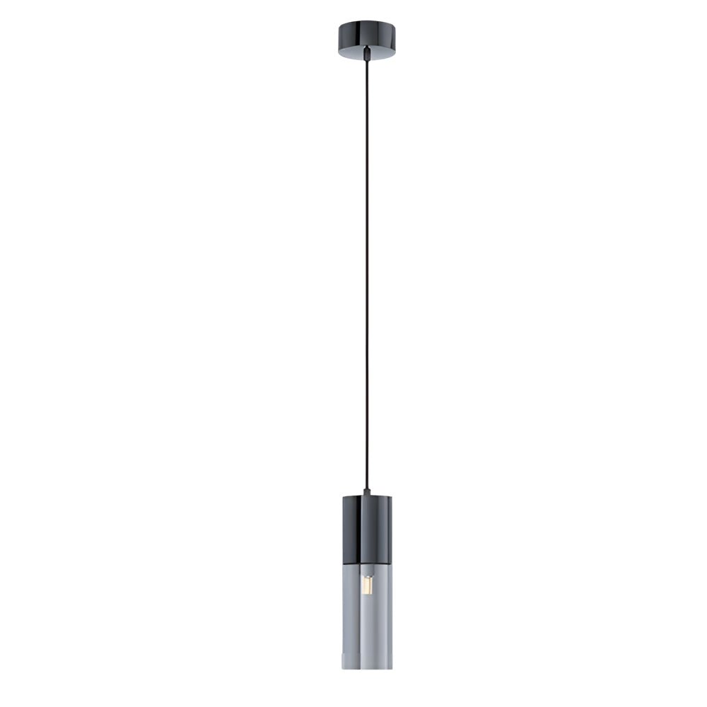 Modern Cylinder Pendant Light with Smoke Gray Glass & 3-Step Dimming