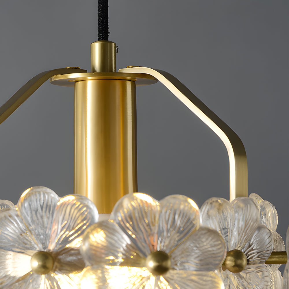 Glass Flower Pendant Light with 3-Step Dimming | Copper Finish