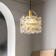 Glass Flower Pendant Light with 3-Step Dimming | Copper Finish