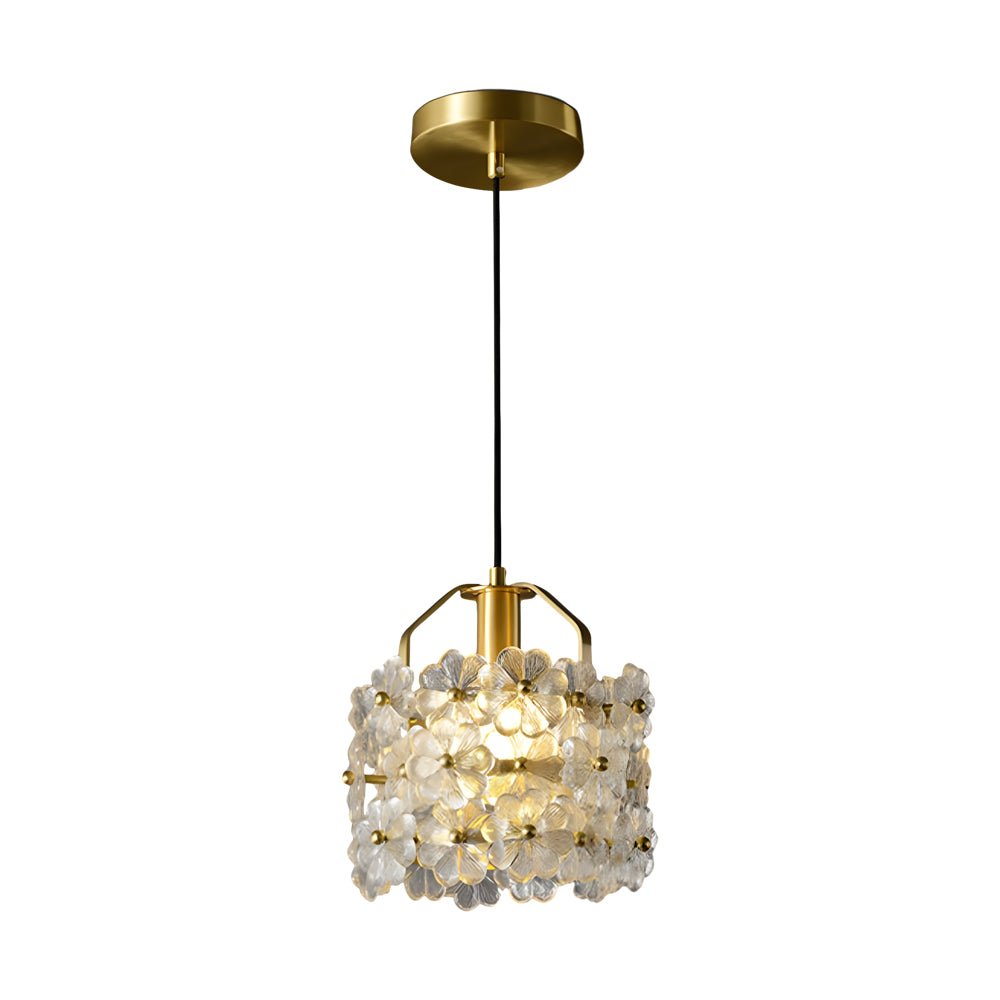 Glass Flower Pendant Light with 3-Step Dimming | Copper Finish