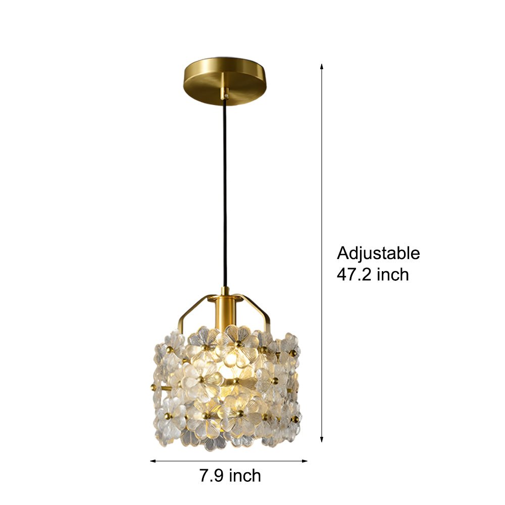 Glass Flower Pendant Light with 3-Step Dimming | Copper Finish
